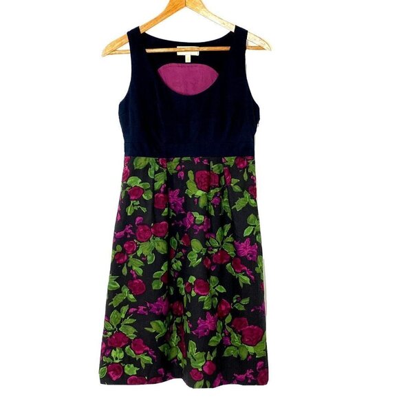 Anthropologie Moulinette Soeurs Dinner for Two Dress size 4 Lined Black Floral - Picture 1 of 11